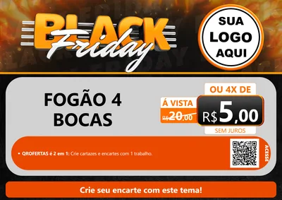 Modelo de Cartaz para Cartaz A4 Horizontal com o tema Black Friday para Móveis e Eletro