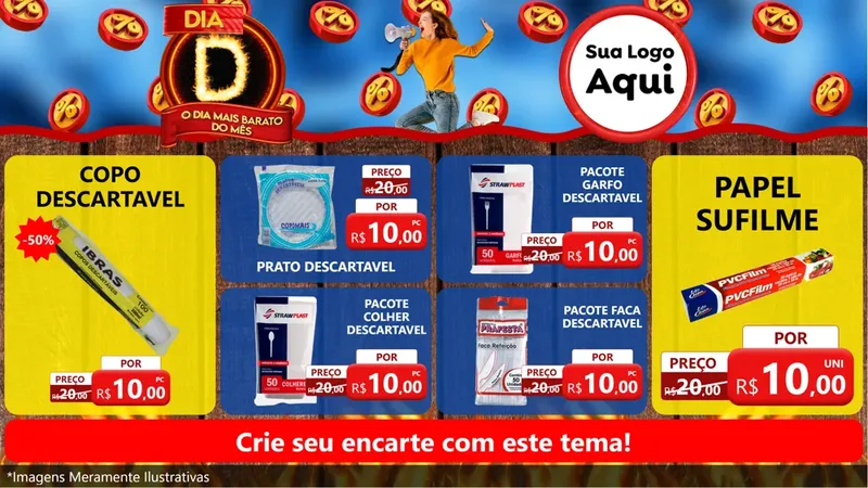 Modelo de TV para TV Horizontal com o tema Dia D - O Dia Mais Barato Do Mês para Embalagens