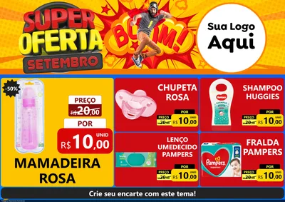 Modelo de Encarte para Encarte A4 Horizontal com o tema Super Oferta Setembro para Bebês