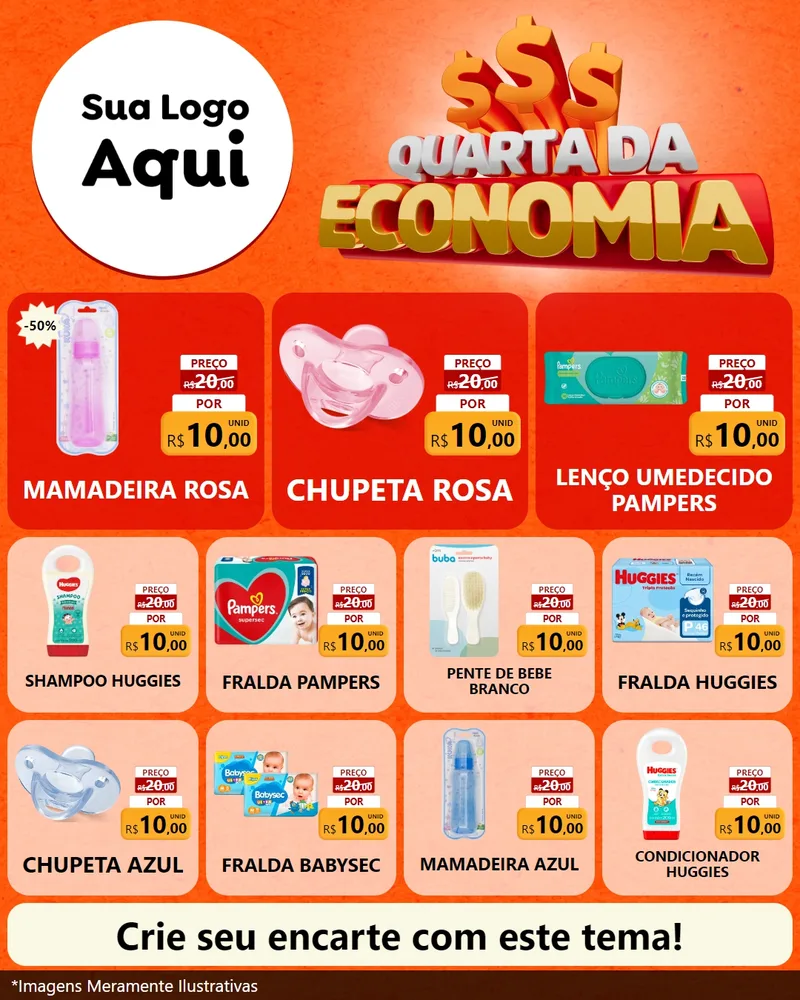 Modelo de Rede Social para Feed Instagram com o tema Quarta da Economia para Bebês