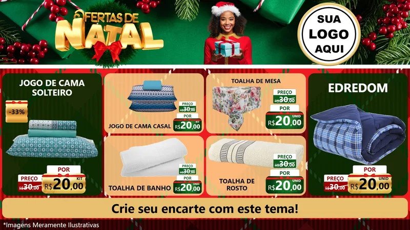 Modelo de TV para TV Horizontal com o tema Ofertas de Natal para Cama, Mesa e Banho