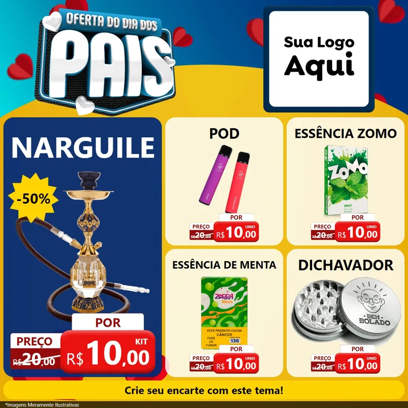 Modelo de Rede Social para Feed Facebook com o tema Oferta Do Dia Dos Pais para Tabacaria