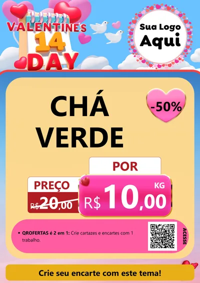 Modelo de Cartaz para Cartaz A4 Vertical com o tema Valentine's Day para Produtos Naturais
