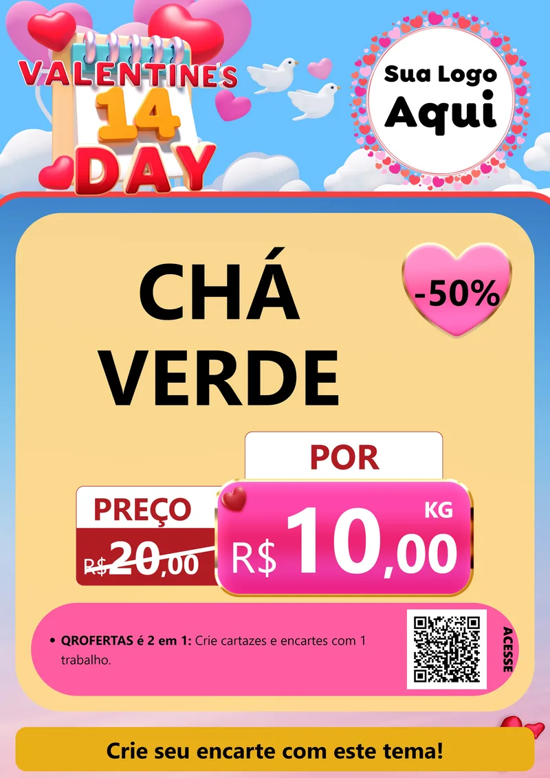 Modelo de Cartaz para Cartaz A4 Vertical com o tema Valentine's Day para Produtos Naturais