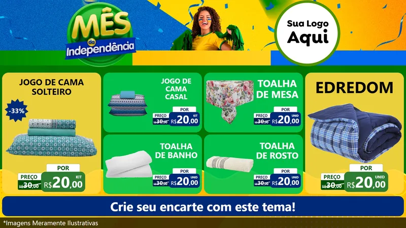 Modelo de TV para TV Horizontal com o tema Mês da Independência para Cama, Mesa e Banho