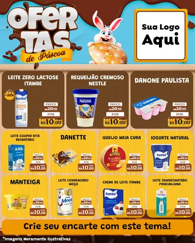 Modelo de Rede Social para Feed Instagram com o tema Ofertas de Páscoa para Frios e Laticínios