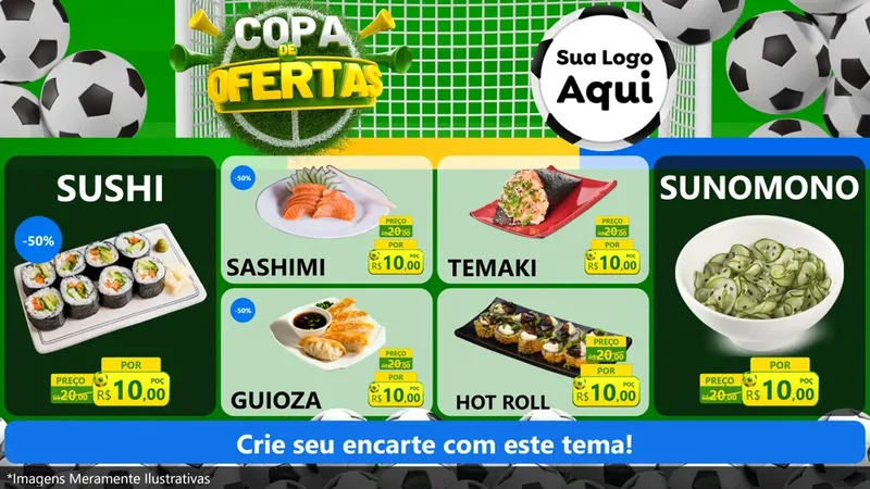 Modelo de TV para TV Horizontal com o tema Copa De Ofertas para Comida japonesa