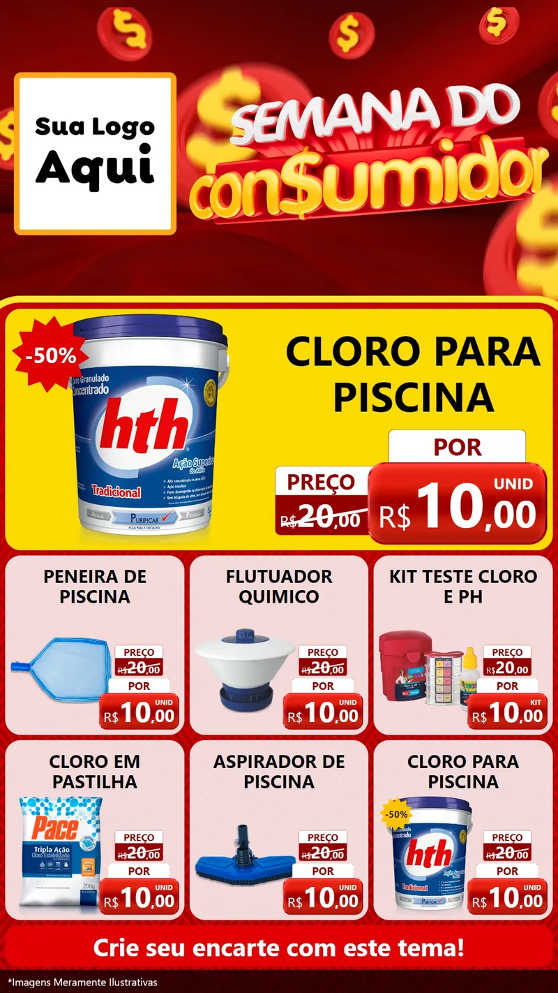 Modelo de Rede Social para Stories com o tema Semana do Consumidor para Produtos para Piscina