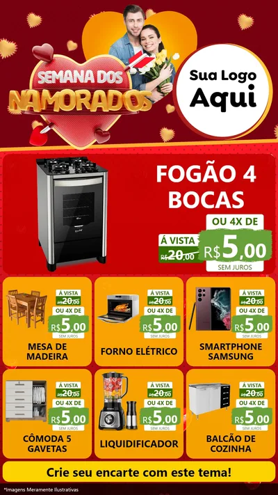 Modelo de Rede Social para Stories com o tema Semana dos Namorados para Móveis e Eletro