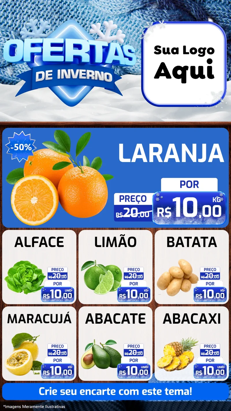 Modelo de Rede Social para Stories com o tema Ofertas de Inverno para Hortifrúti