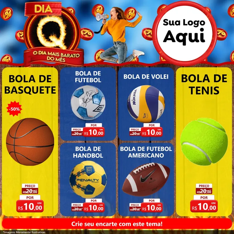 Modelo de Rede Social para Feed Facebook com o tema Dia Q - O Dia Mais Barato Do Mês para Artigos Esportivos