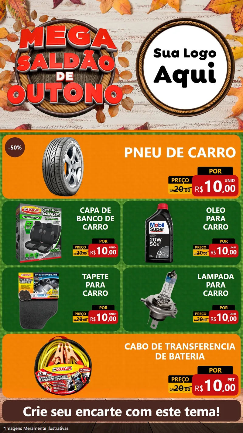 Modelo de TV para TV Vertical com o tema Mega Saldão de Outono para Auto peças