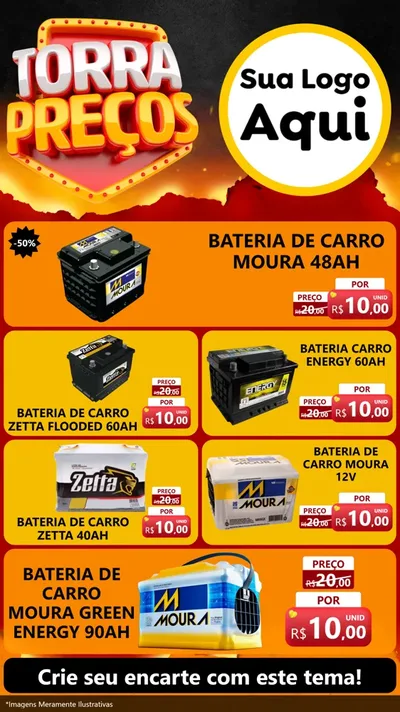 Modelo de TV para TV Vertical com o tema Torra Preços para Baterias Elétricas