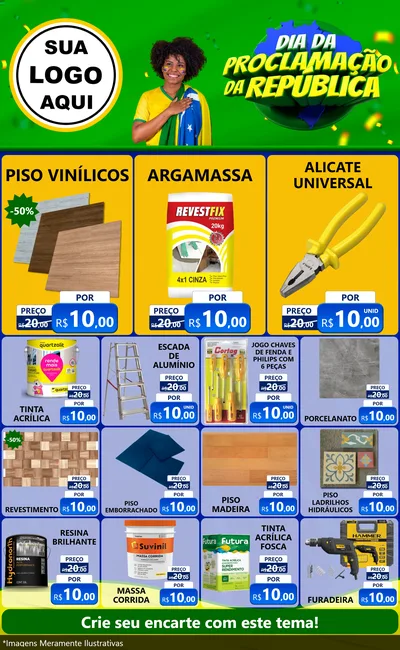 Modelo de Encarte para Encarte Grande com o tema Dia Da Proclamação Da República para Material para Construção