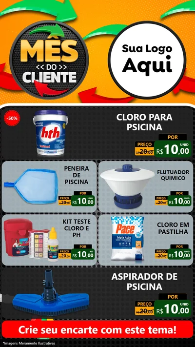 Modelo de TV para TV Vertical com o tema Mês do Cliente para Produtos para Piscina