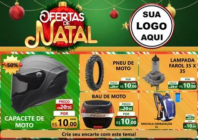 Modelo de Encarte para Encarte A4 Horizontal com o tema Ofertas de Natal para Moto peças
