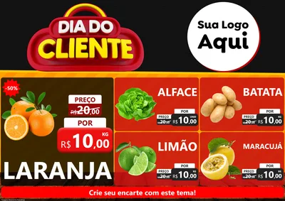 Modelo de Encarte para Encarte A4 Horizontal com o tema Dia do Cliente para Hortifrúti