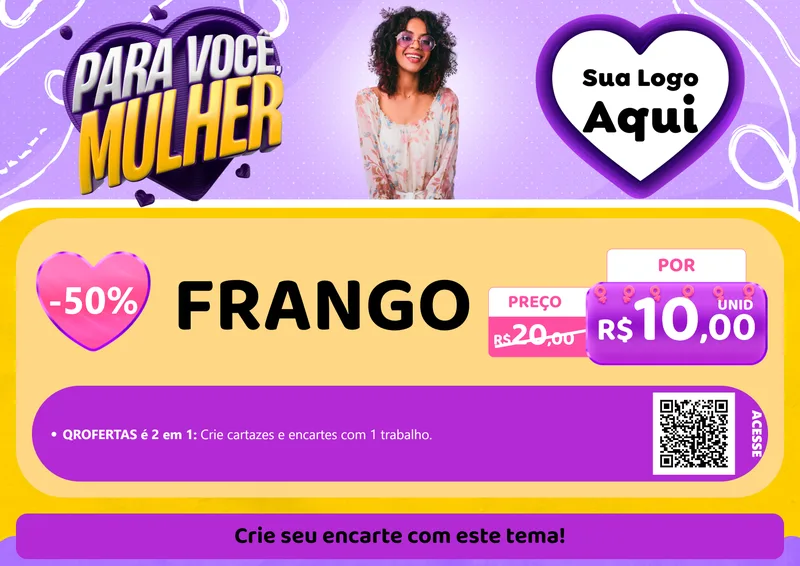 Modelo de Cartaz para Cartaz A4 Horizontal com o tema Para Você, Mulher para Assados