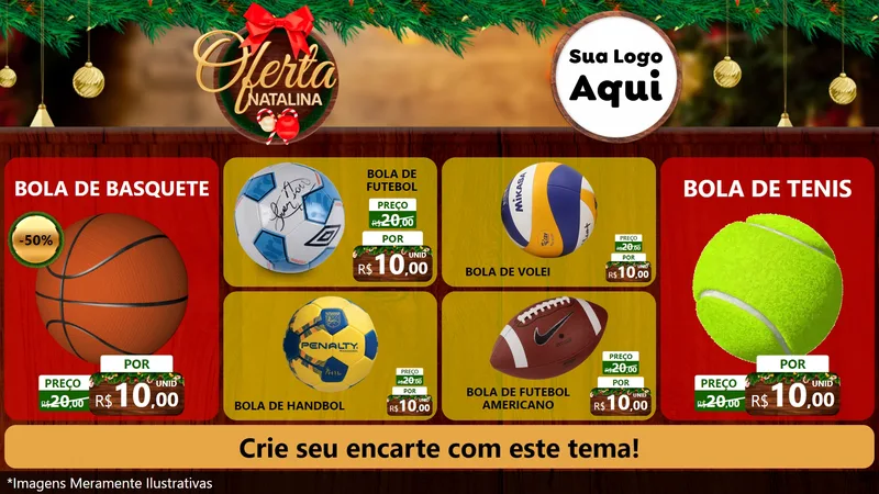 Modelo de TV para TV Horizontal com o tema Ofertas Natalina para Artigos Esportivos
