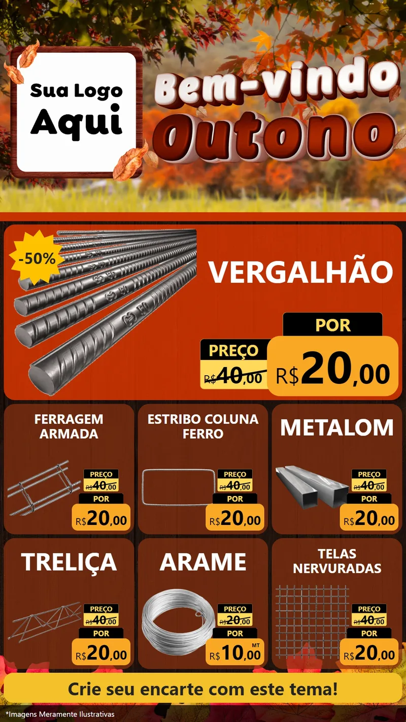 Modelo de Rede Social para Stories com o tema Bem-vindo Outono para Ferragens