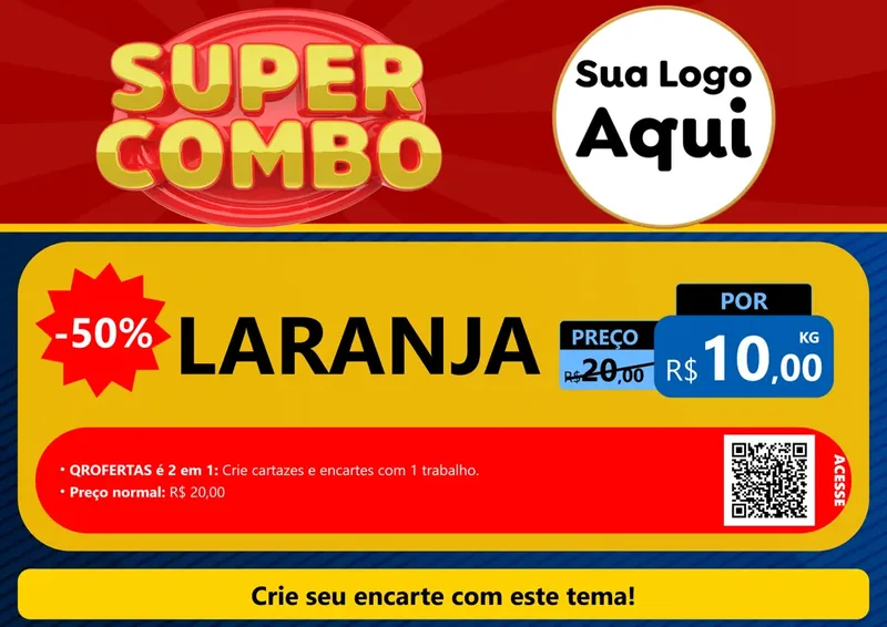Modelo de Cartaz para Cartaz A4 Horizontal com o tema Super Combo para Hortifrúti