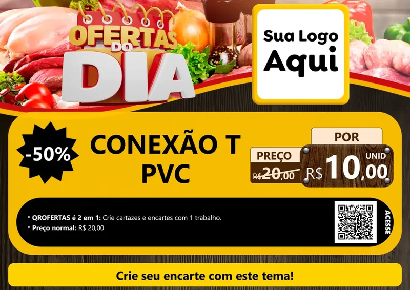 Modelo de Cartaz para Cartaz A4 Horizontal com o tema Ofertas do Dia para Tubos e conexões