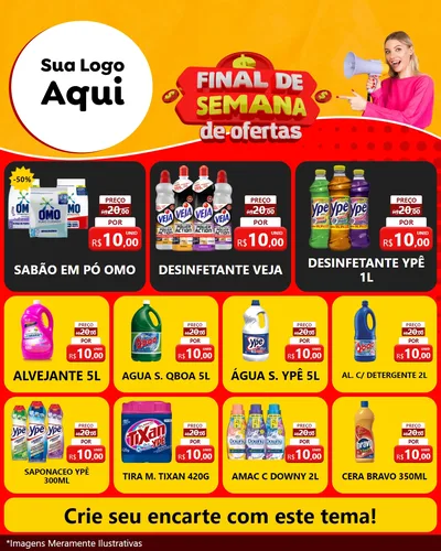 Modelo de Rede Social para Feed Instagram com o tema Final de Semana de Ofertas para Produtos de Limpeza
