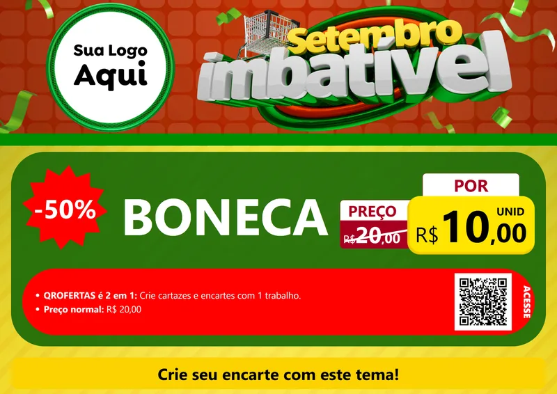 Modelo de Cartaz para Cartaz A4 Horizontal com o tema Setembro Imbatível para Brinquedos