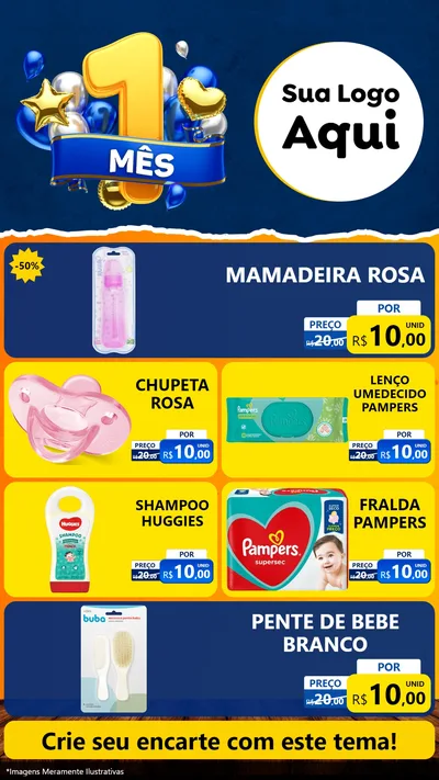 Modelo de TV para TV Vertical com o tema Um Mês de Aniversário para Bebês