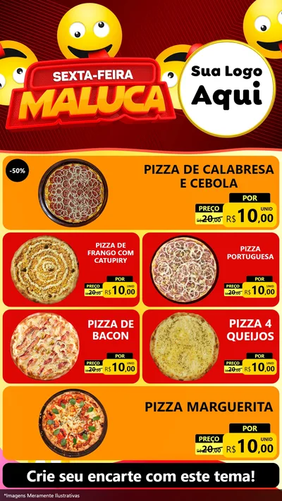 Modelo de TV para TV Vertical com o tema Sexta-feira Maluca para Pizzaria