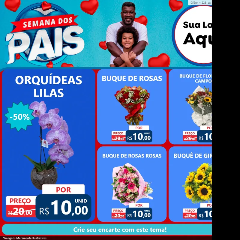 Modelo de Rede Social para Feed Facebook com o tema Semana Dos Pais para Floricultura e jardim