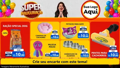 Modelo de TV para TV Horizontal com o tema Super Inauguração para Pet Shop