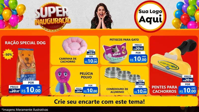 Modelo de TV para TV Horizontal com o tema Super Inauguração para Pet Shop
