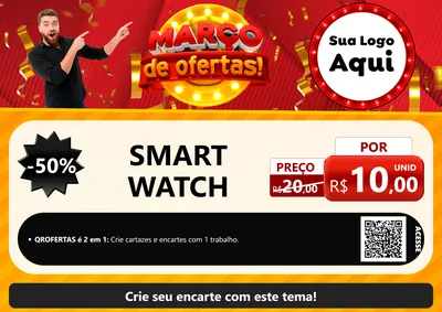 Modelo de Cartaz para Cartaz A4 Horizontal com o tema Março de Ofertas! para Informática