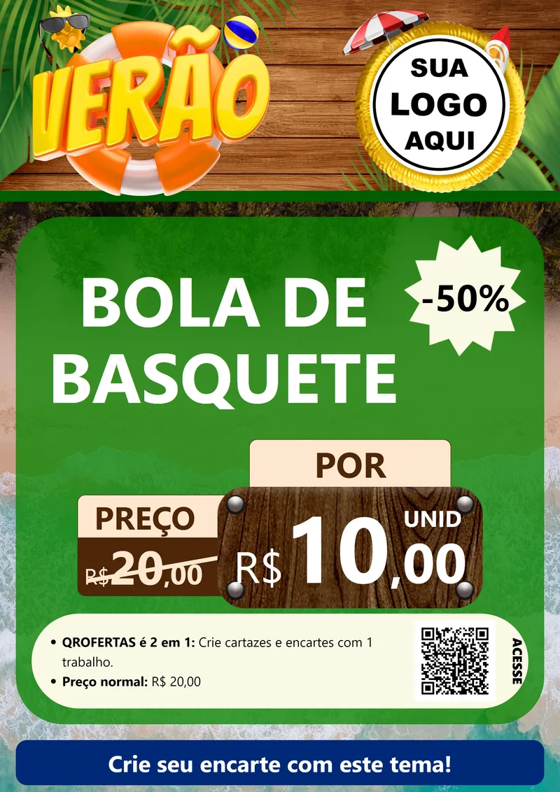 Modelo de Cartaz para Cartaz A4 Vertical com o tema Verão para Artigos Esportivos