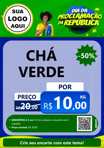 Modelo de Cartaz para Cartaz A4 Vertical com o tema Dia Da Proclamação Da República para Produtos Naturais
