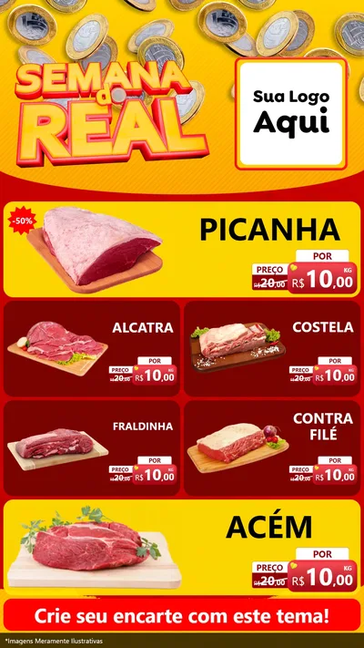 Modelo de TV para TV Vertical com o tema Semana do Real para Açougue