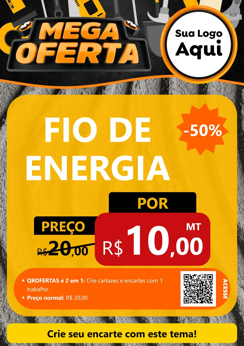 Modelo de Cartaz para Cartaz A4 Vertical com o tema Mega Oferta para Materiais Elétricos
