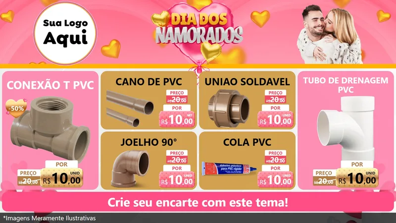 Modelo de TV para TV Horizontal com o tema Dia dos Namorados para Tubos e conexões