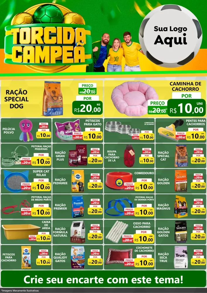 Modelo de Encarte para Encarte A4 Vertical com o tema Torcida Campeã - Copa para Pet Shop
