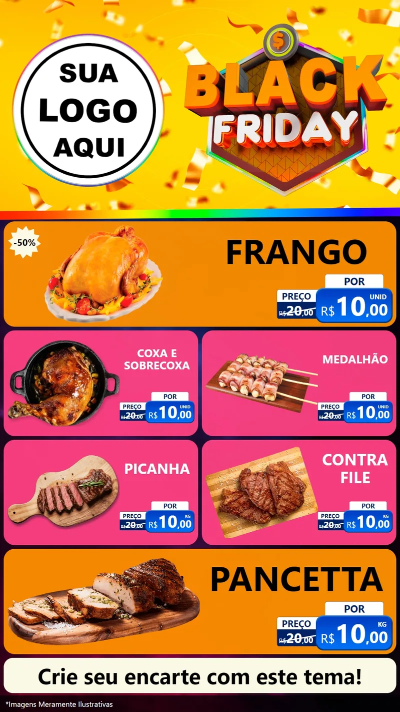 Modelo de TV para TV Vertical com o tema Black Friday para Assados