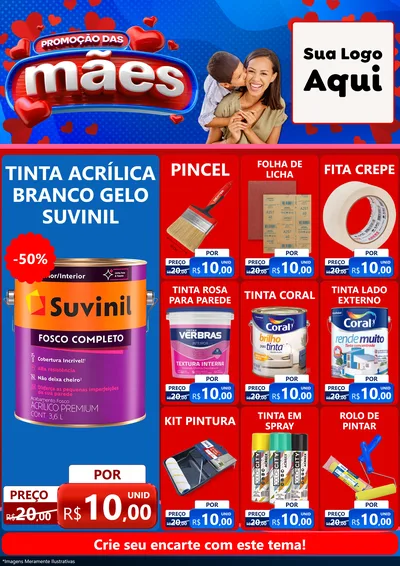 Modelo de Encarte para Encarte A4 Vertical com o tema Promoção das Mães para Tintas e Ferramentas