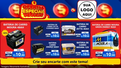 Modelo de TV para TV Horizontal com o tema Ofertas Especiais de Julho para Baterias Elétricas