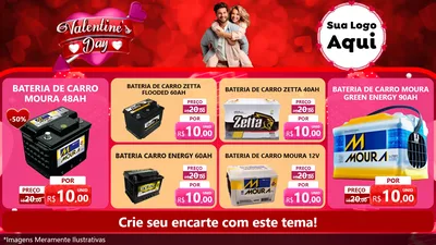 Modelo de TV para TV Horizontal com o tema Valentine's Day para Baterias Elétricas