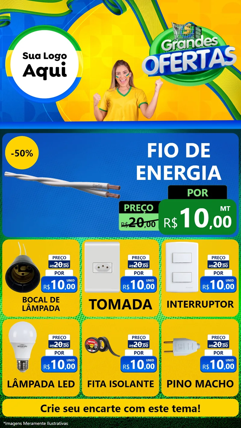 Modelo de Rede Social para Stories com o tema Grandes Ofertas para Materiais Elétricos