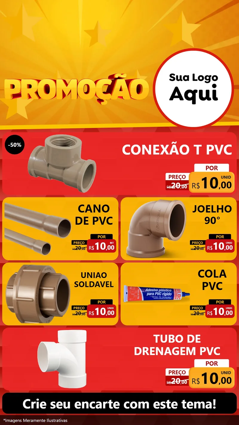 Modelo de TV para TV Vertical com o tema Promoção para Tubos e conexões