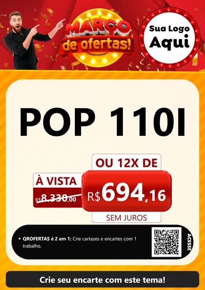Modelo de Cartaz para Cartaz A4 Vertical com o tema Março de Ofertas! para Concessionaria de Motos
