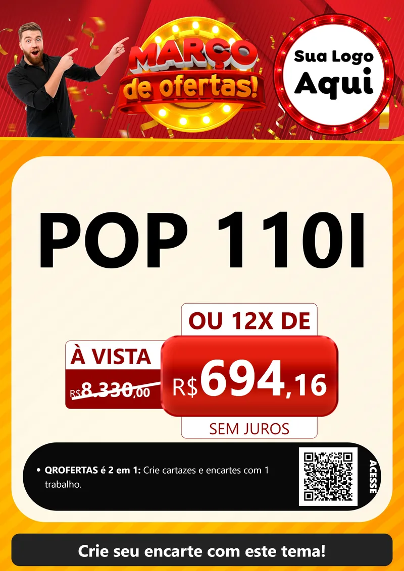 Modelo de Cartaz para Cartaz A4 Vertical com o tema Março de Ofertas! para Concessionaria de Motos