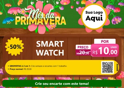 Modelo de Cartaz para Cartaz A4 Horizontal com o tema Mês da Primavera para Informática