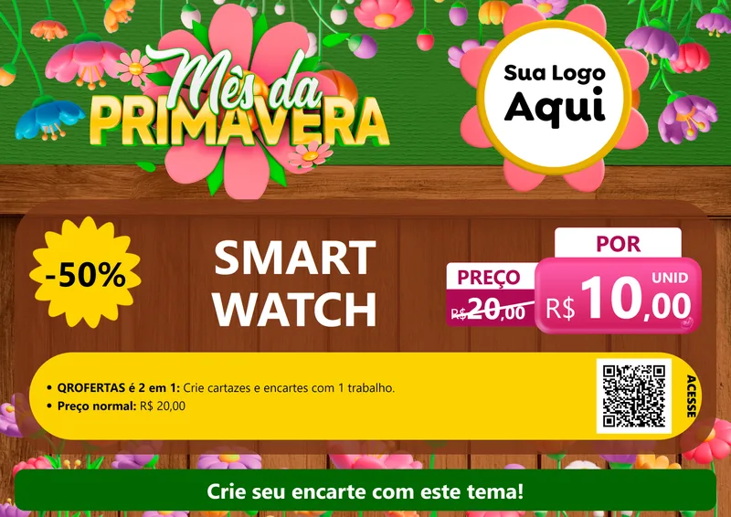 Modelo de Cartaz para Cartaz A4 Horizontal com o tema Mês da Primavera para Informática